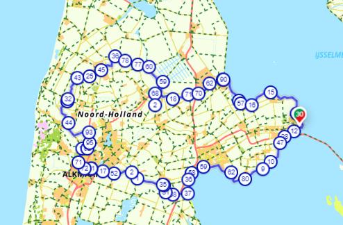 Fietsroute Westfriese Omringdijkroute op de map